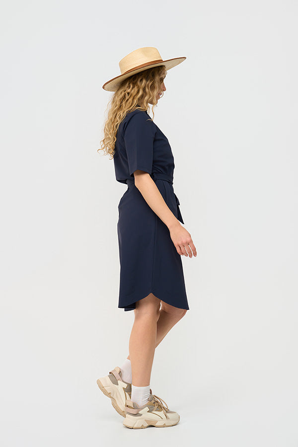 Mi Piace Travelstof Jurk 202807 donker blauw