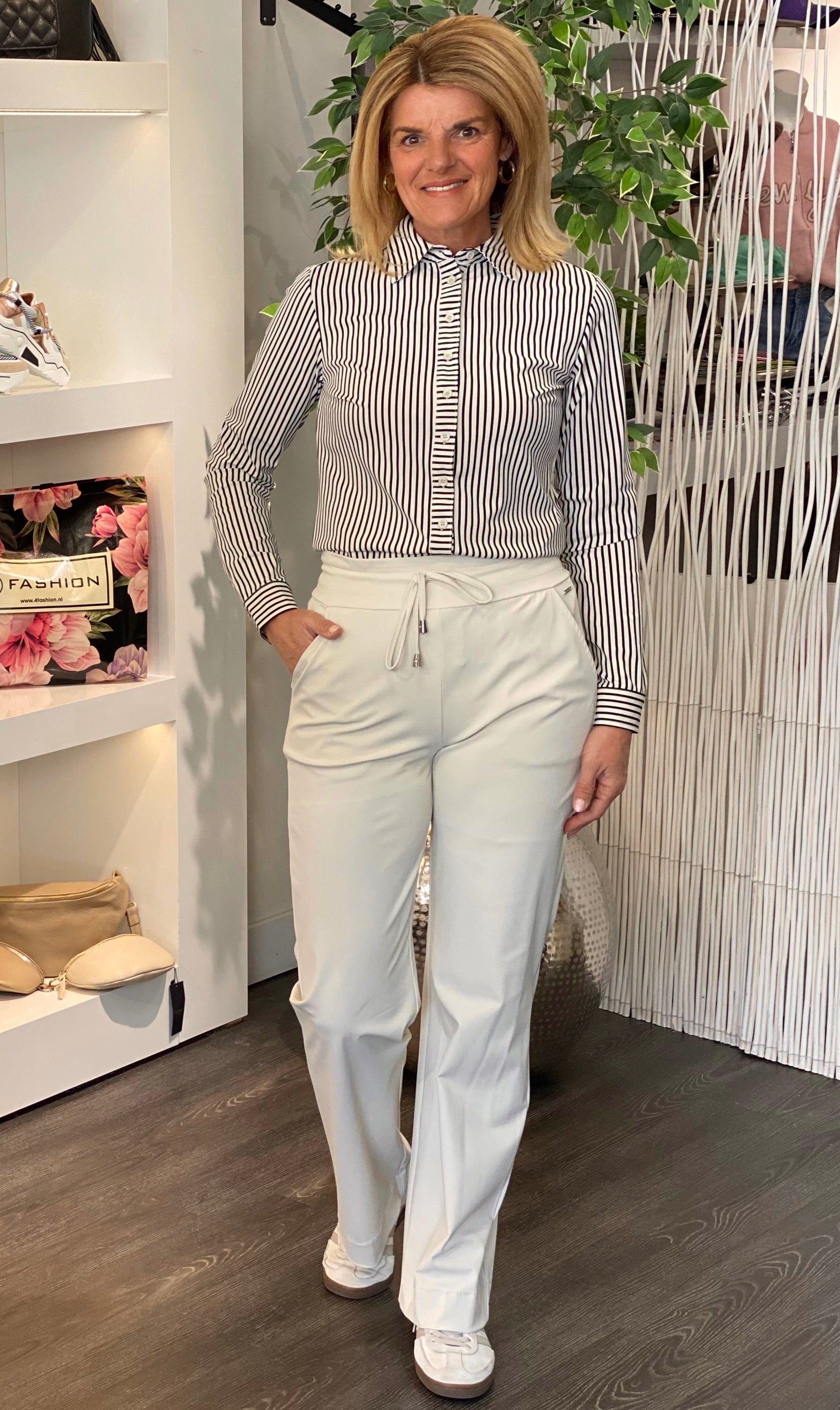 Mi Piace Travelstof Blouse 60840 zwart kit streep