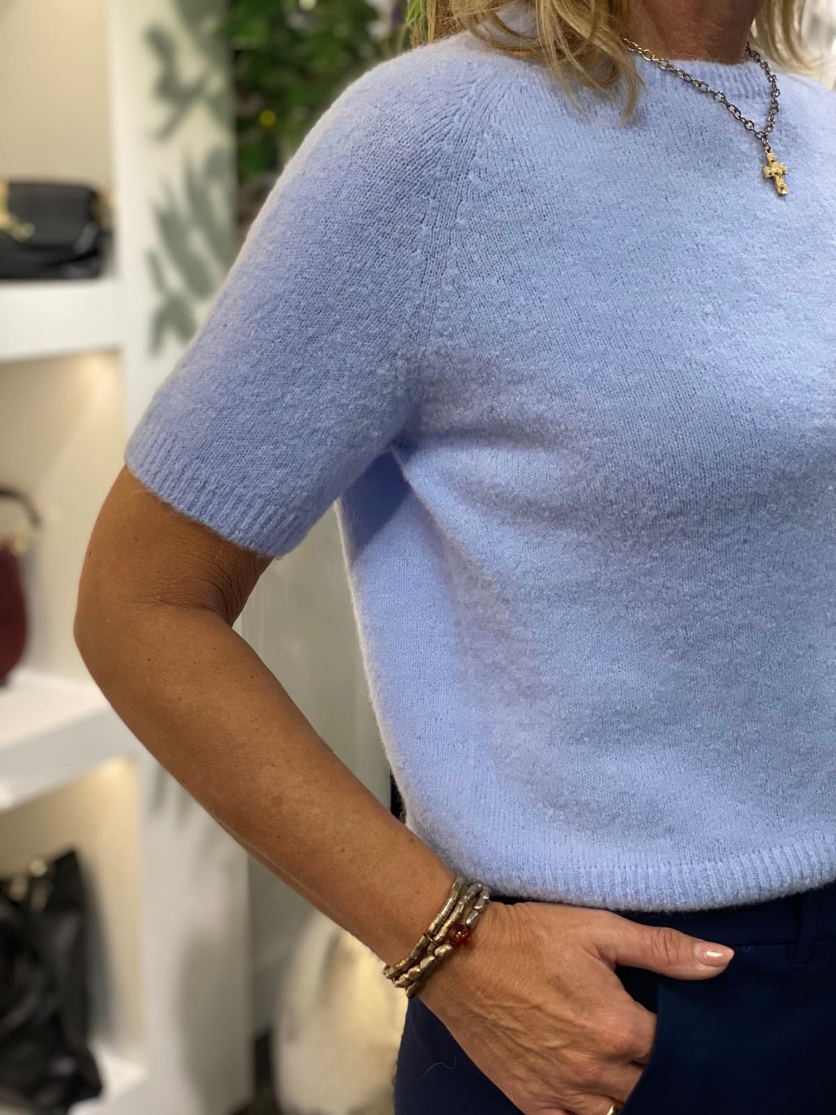 Boebou Zachtgebreide Top S104 lichtblauw