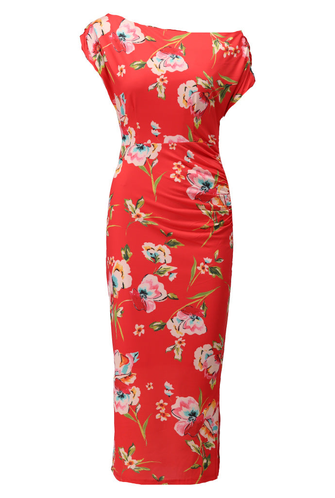 K-Design Off Shoulder Jurk met Design C200 P079 rood