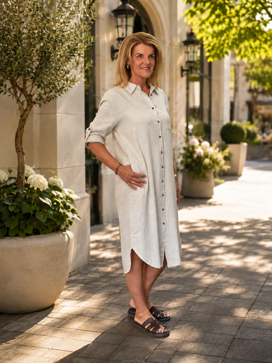 Freequent Lava Shirt Dress moonbeam melange