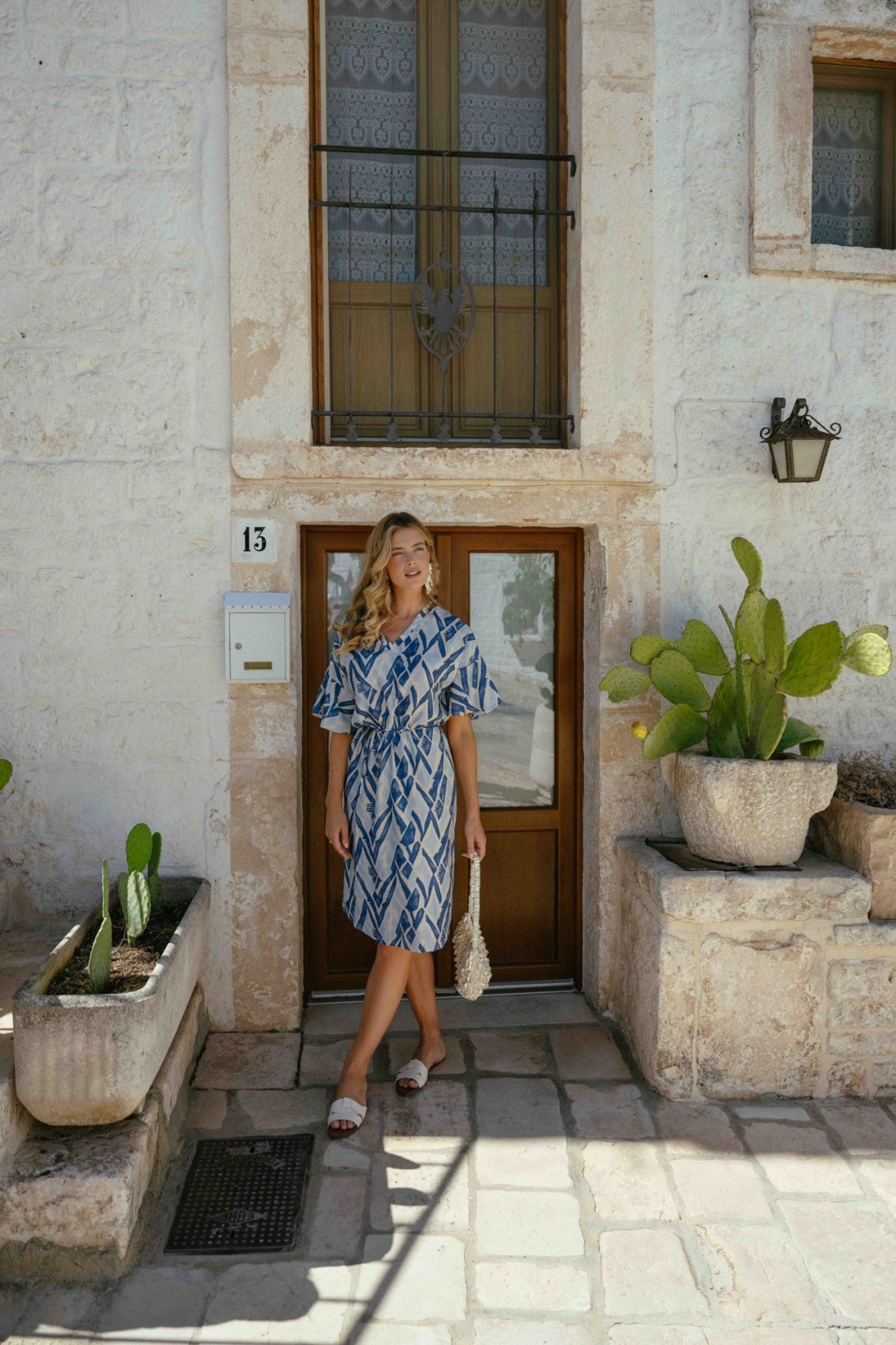 C&S Dalma Jurk sand / cornflower blue