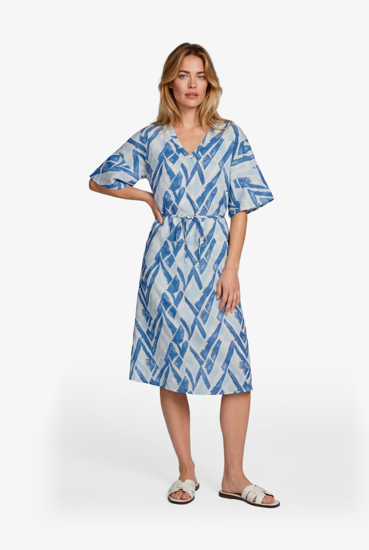 C&S Dalma Jurk sand / cornflower blue