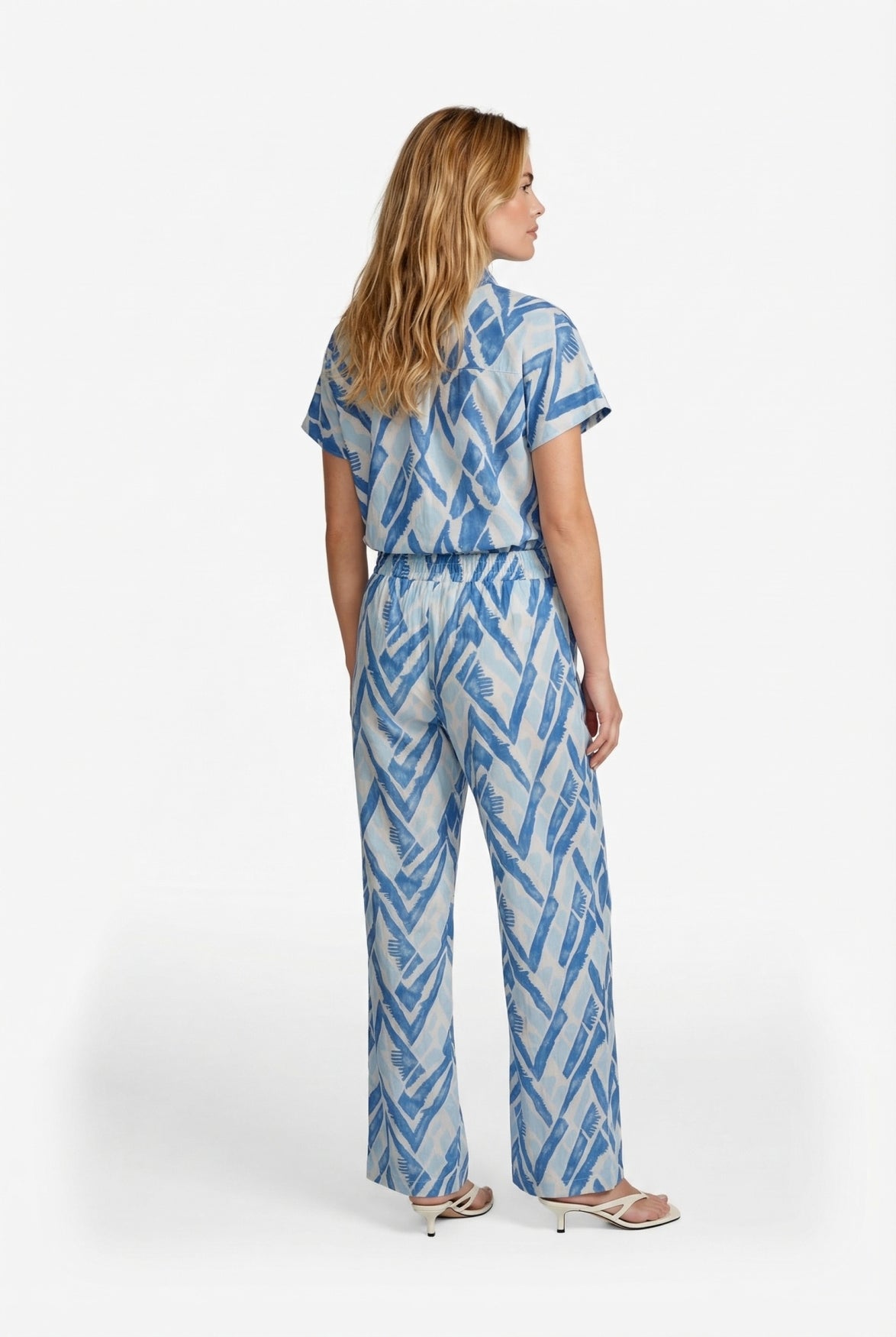 C&S Lene Blouse sand / cornflower blue