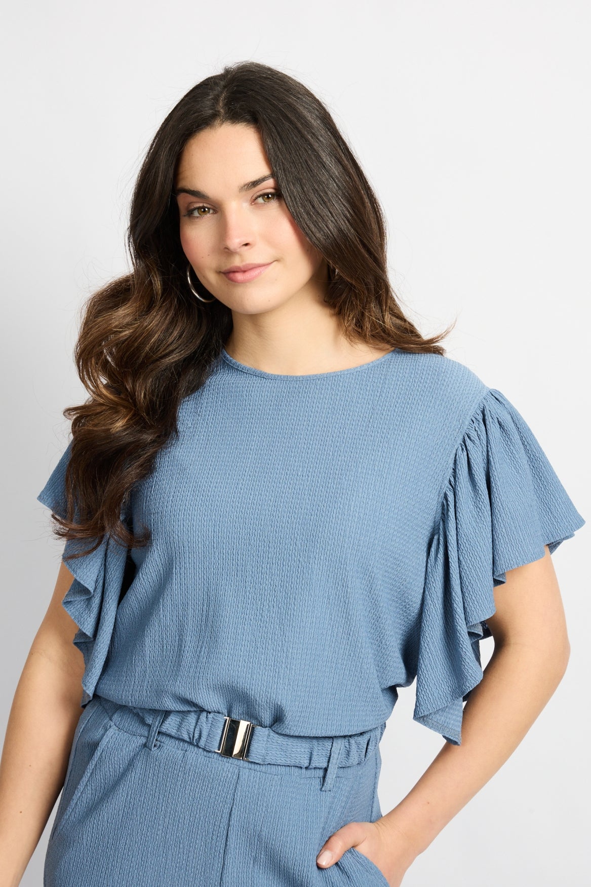 C&S Tilda Top dusty blue