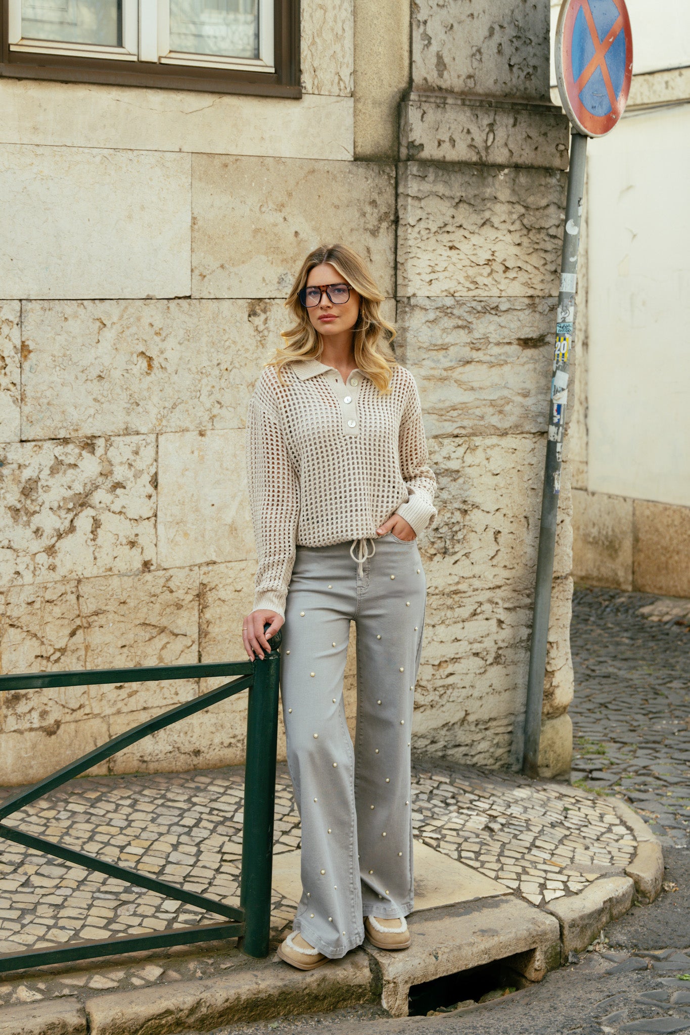 C&S Kassidy Knit Pullover sand