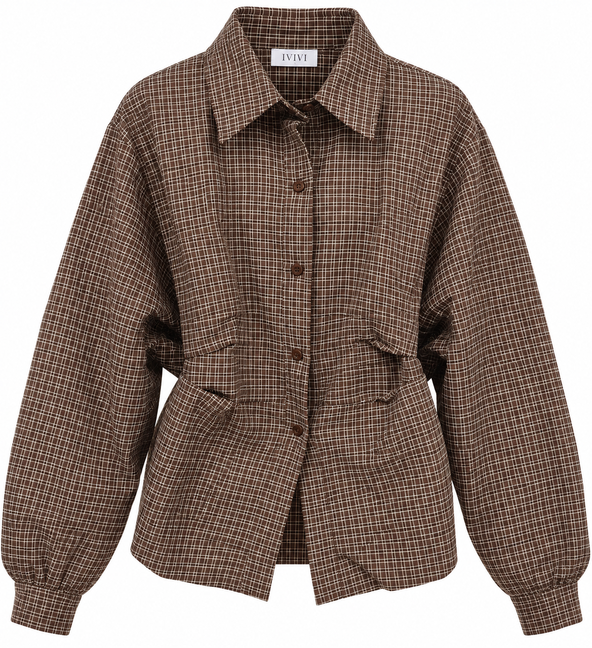 Ivivi Geruite Blouse 5010 Chocolate