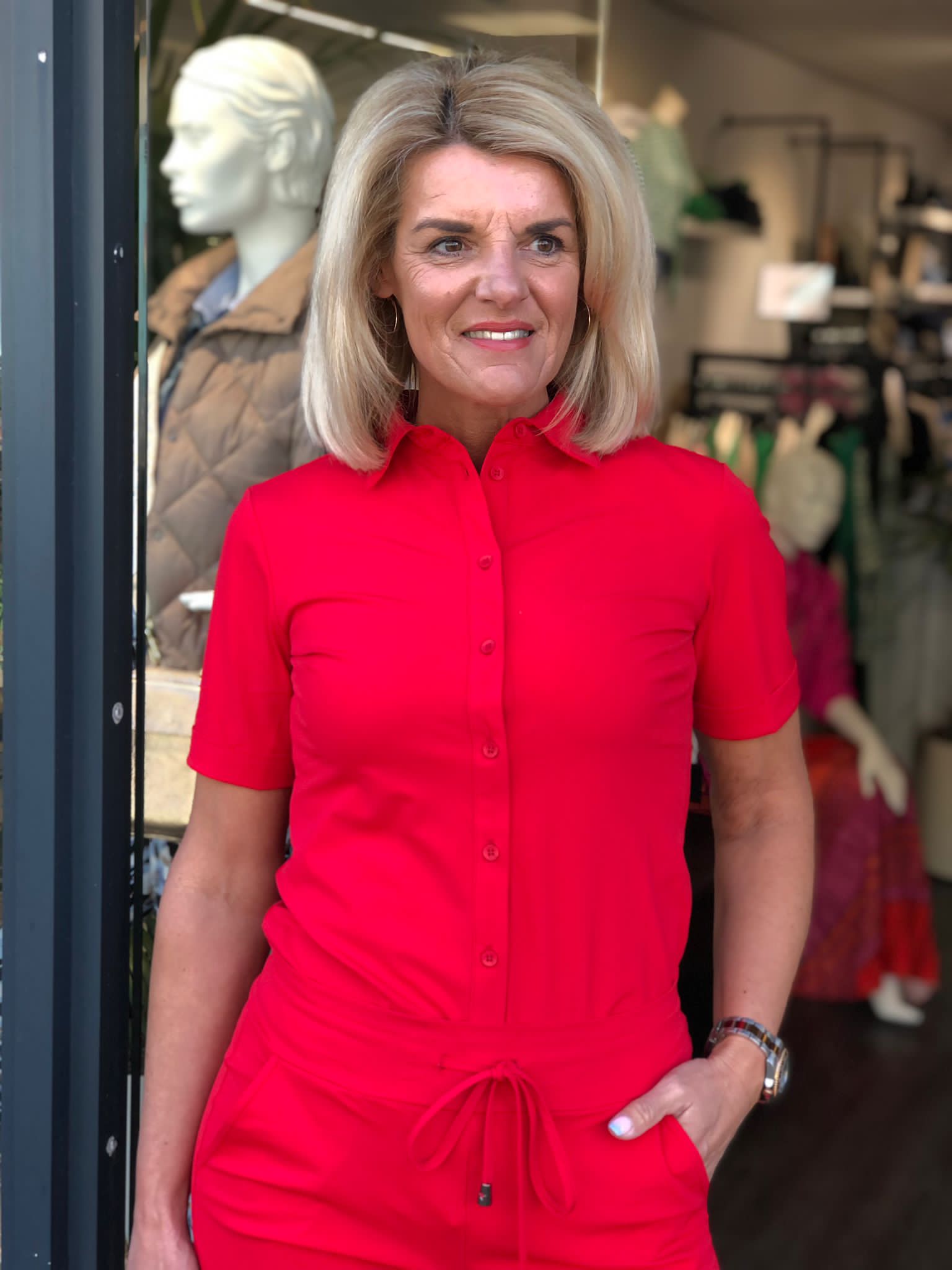 Mi Piace Travelstof Blouse Korte Mouw rood 202031