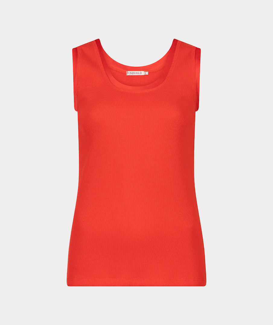Esqualo Top Satin Binding Rib Knit HS26.30208 rood