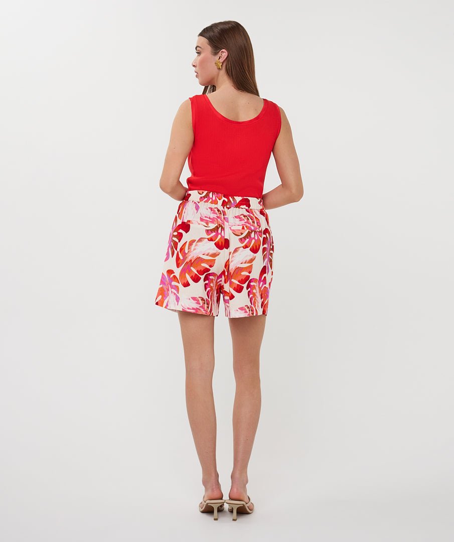 Esqualo Top Satin Binding Rib Knit HS26.30208 rood