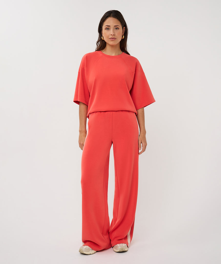 Esqualo Broek Wide Stripe Modal SP26.05006 chili red