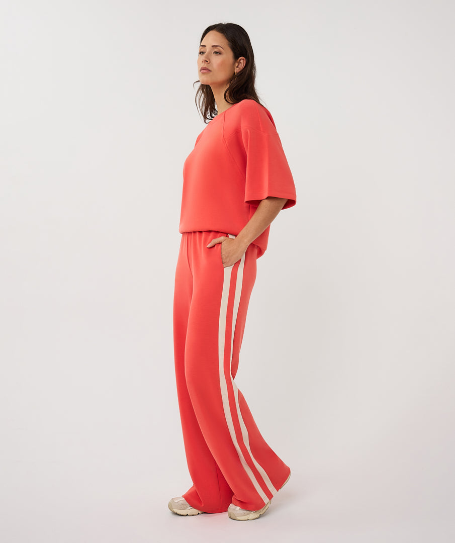 Esqualo Broek Wide Stripe Modal SP26.05006 chili red