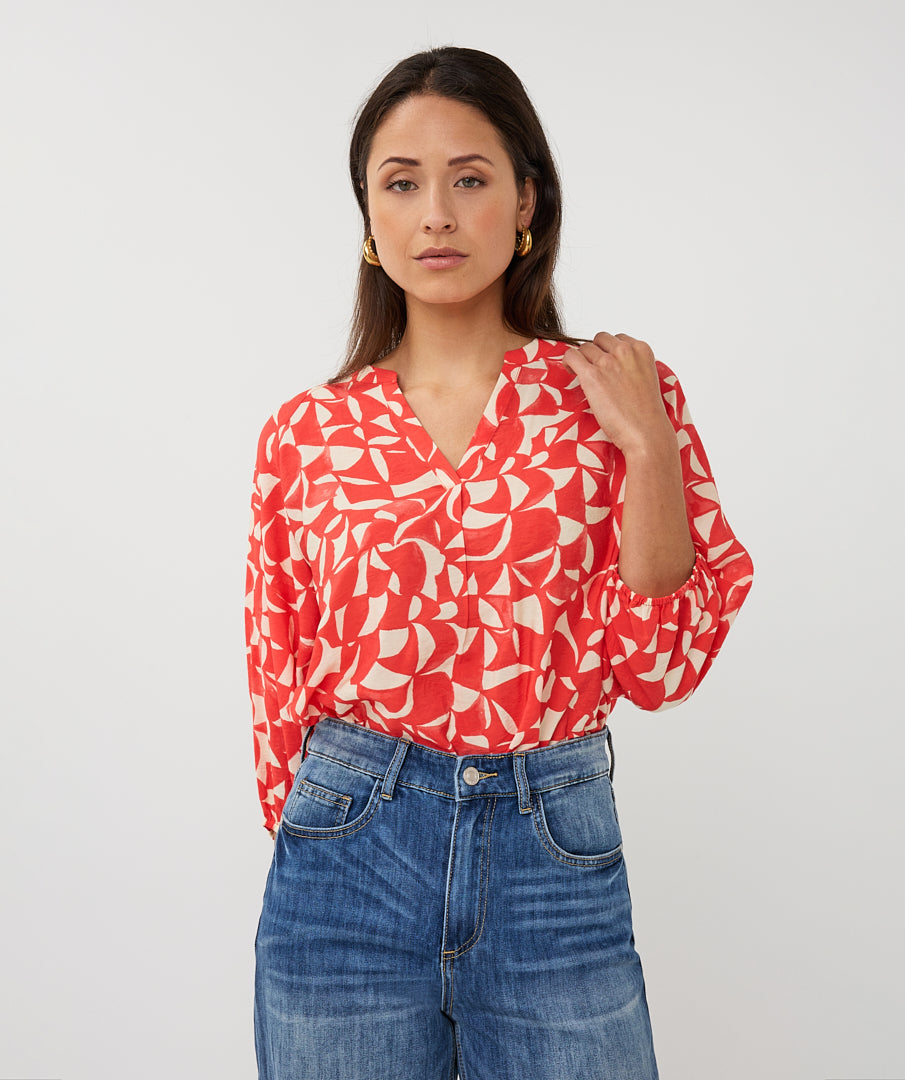 Esqualo Blouse Raglan Scarlet Graphic SP26.14003 print