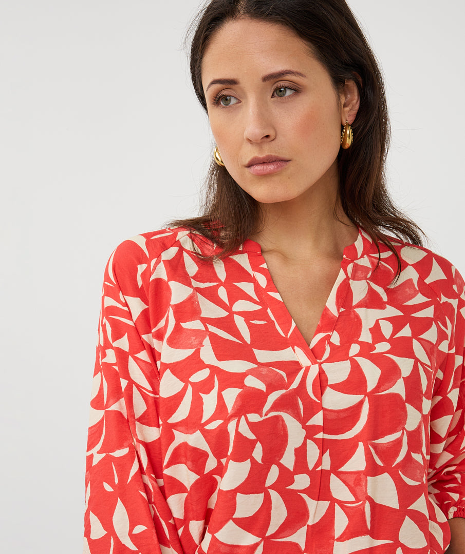 Esqualo Blouse Raglan Scarlet Graphic SP26.14003 print