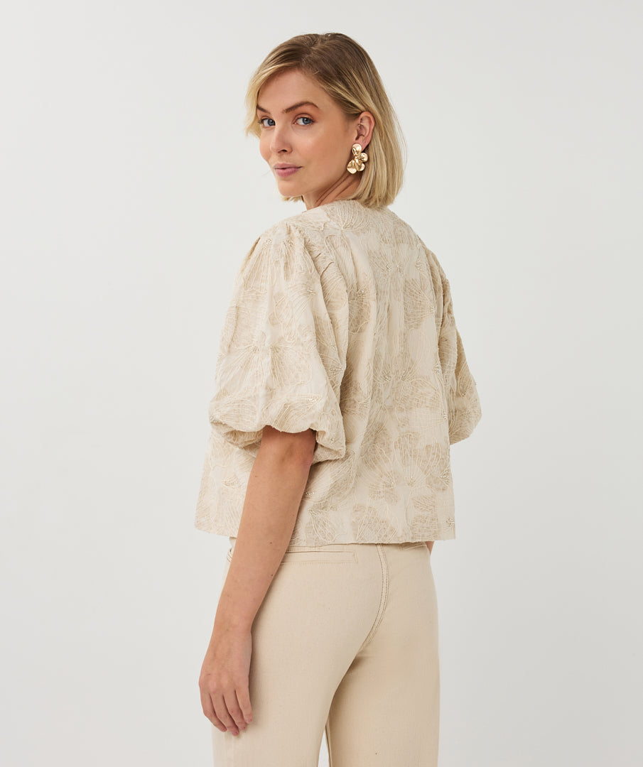 Esqualo Blouse Balloon 3D Shell Print SP26.28005 ecru