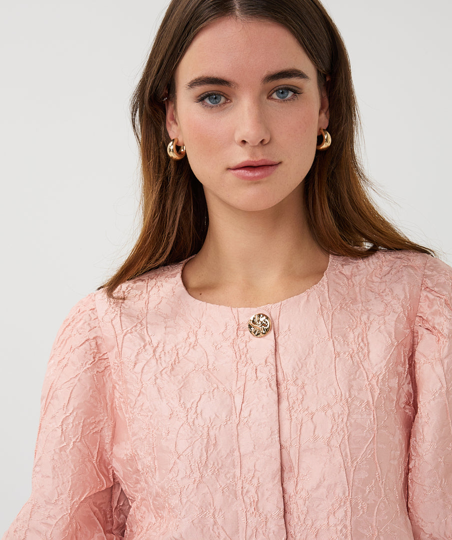 Esqualo Top Balloon Jacquard SP26.28025 faded rose