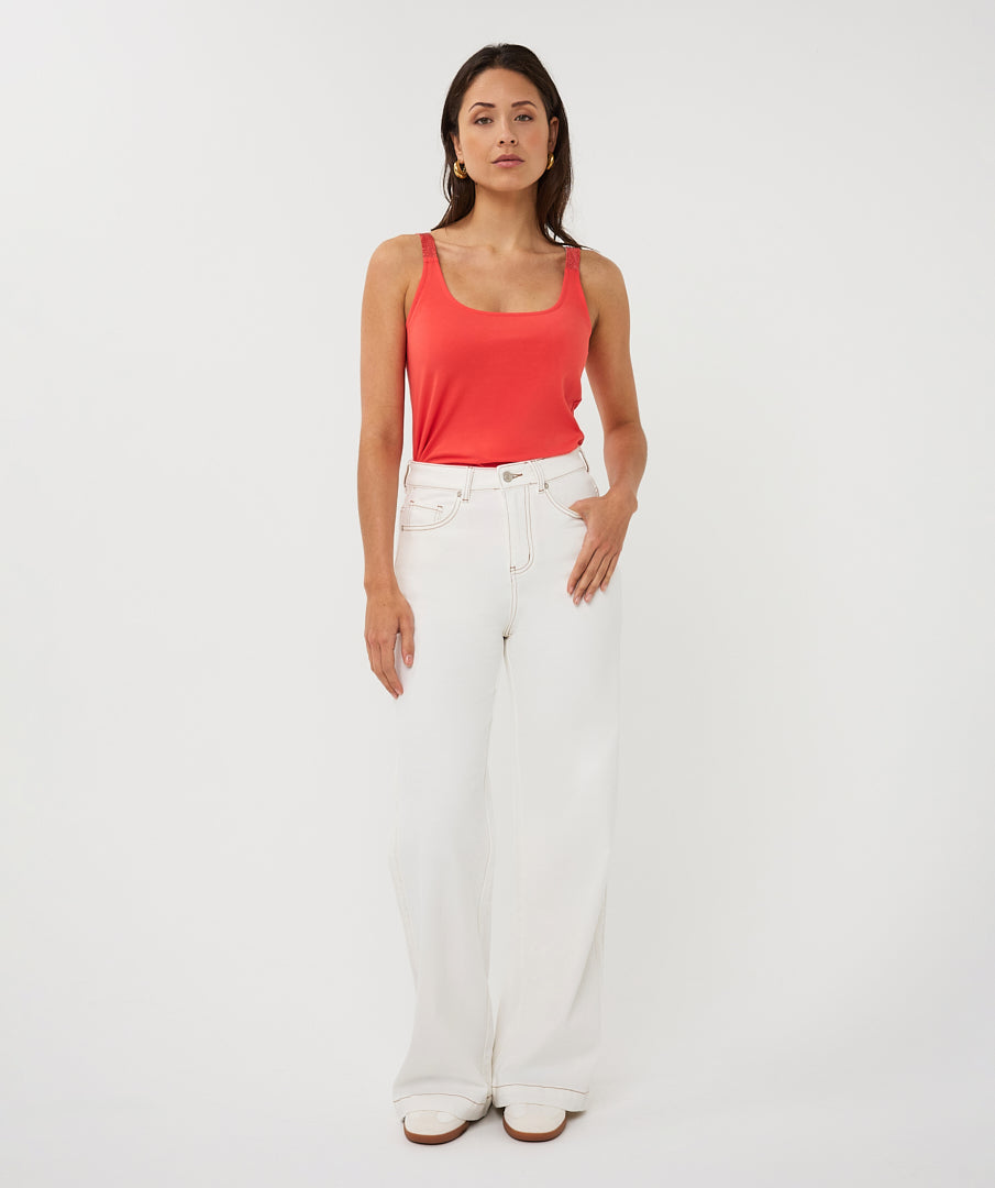 Esqualo Top Singlet Lurex Straps SP26.30010 chili red
