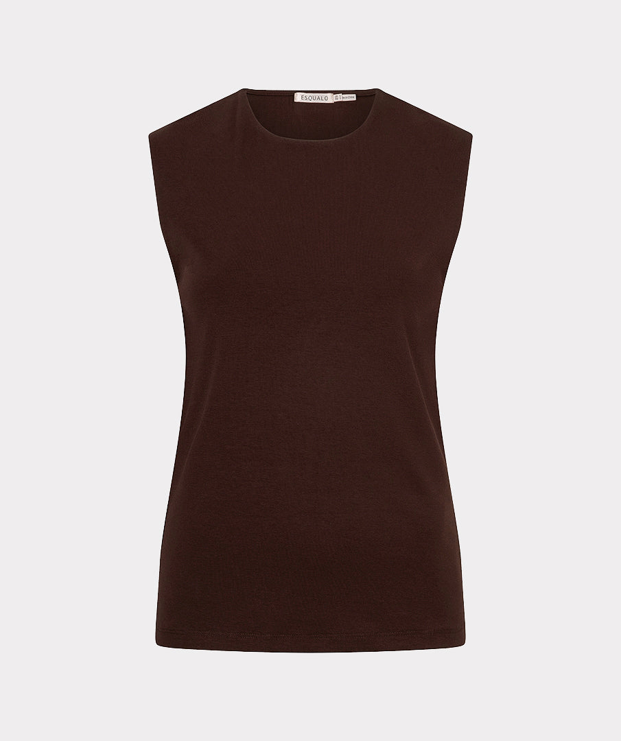 Esqualo top vrouwelijk basic slv/less bruin 30500
