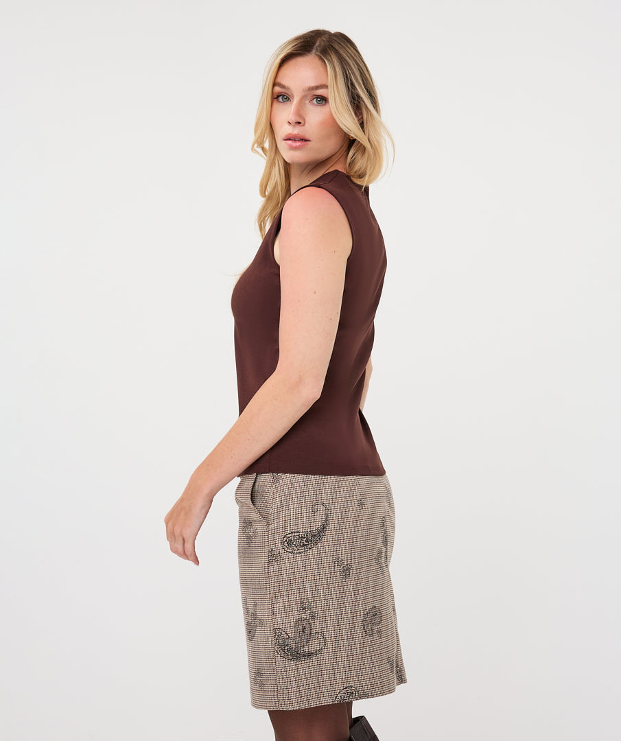 Esqualo top vrouwelijk basic slv/less bruin 30500