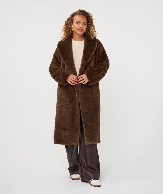 Esqualo Fur Long Coat F26.37521 cacao