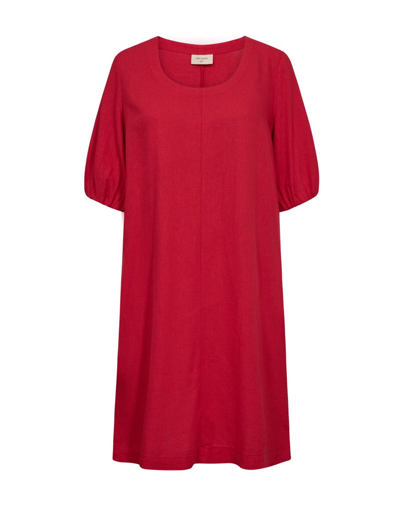 Freequent Lava Jurk Balloon Sleeve true red