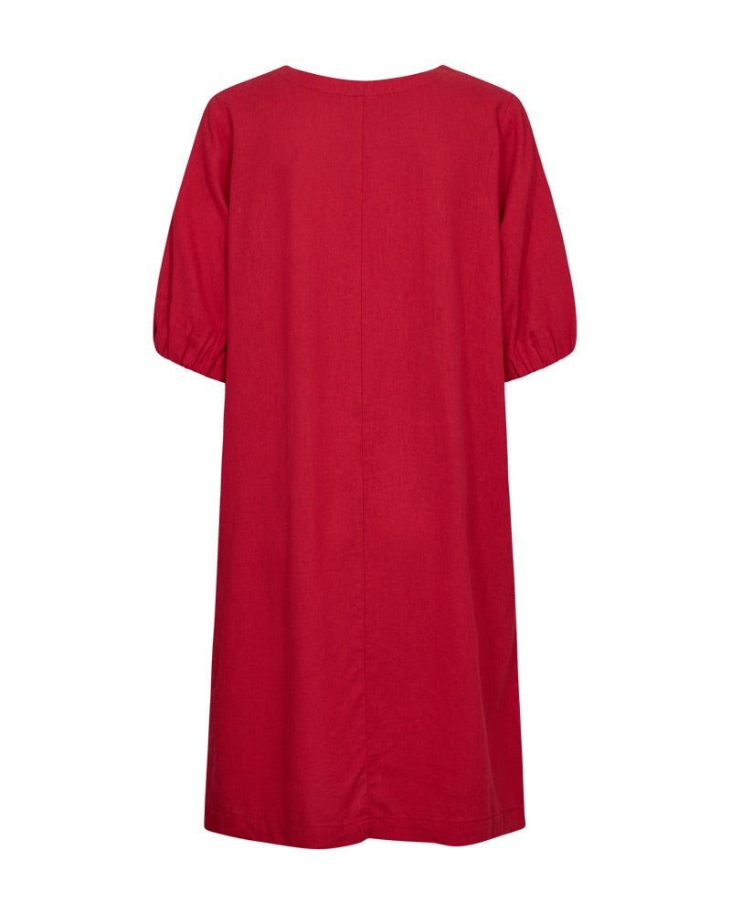 Freequent Lava Jurk Balloon Sleeve true red