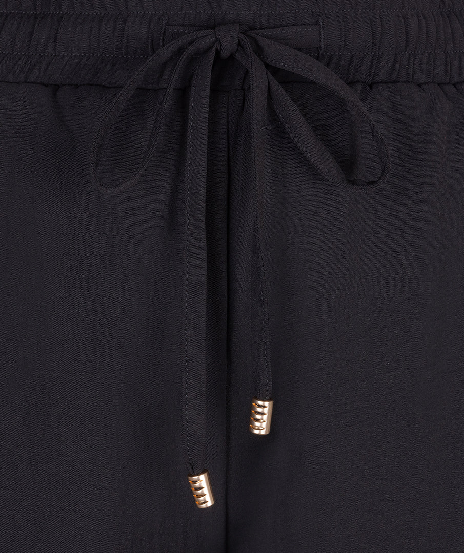 Esqualo Broek Wide Elastic Crinkle zwart HS25.10219
