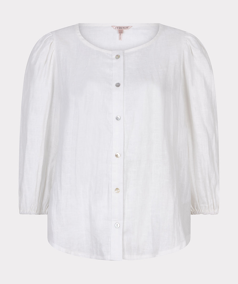 Esqualo Blouse R-neck Linen HS25.28221 off white