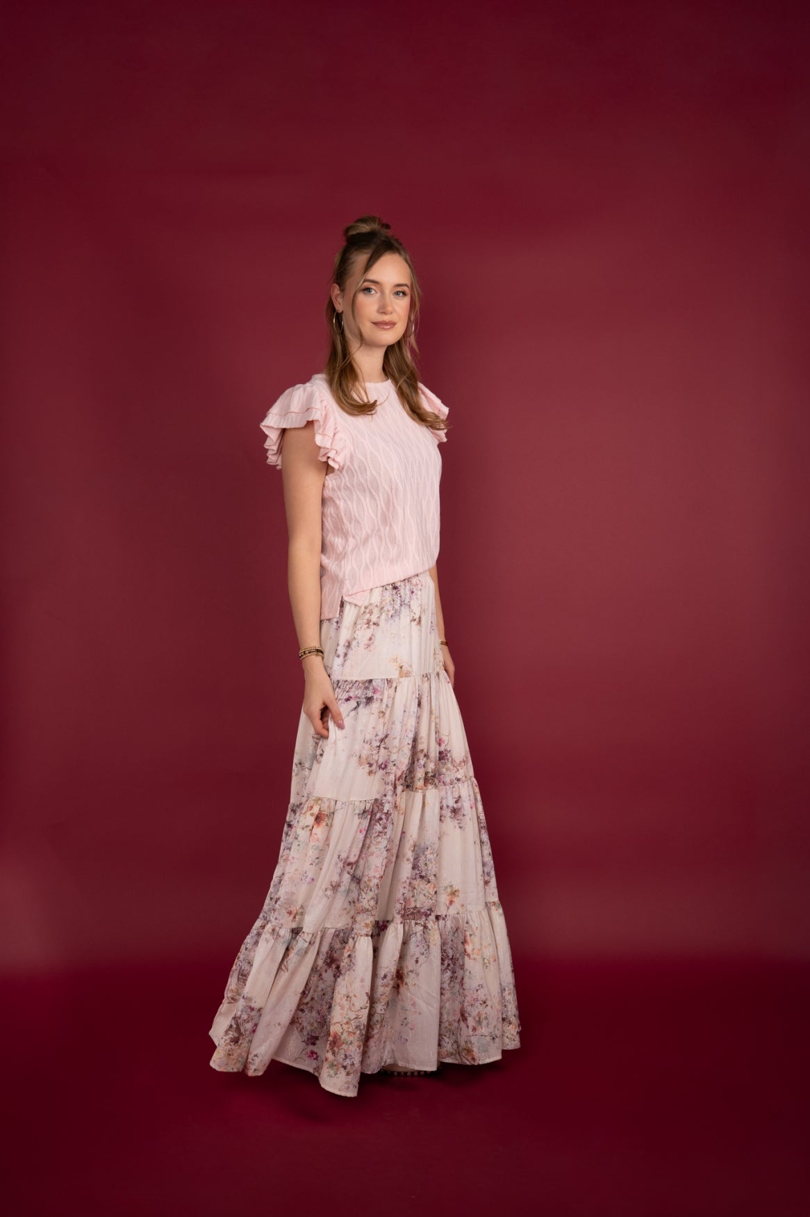 ICNK Amsterdam Celyna Top Wave Jacquard salmon