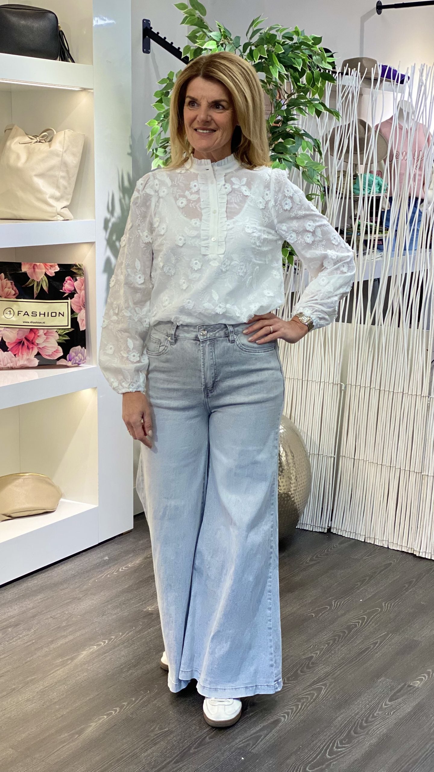 Jewelly Jeans Broek Super Flare grijs JP8285