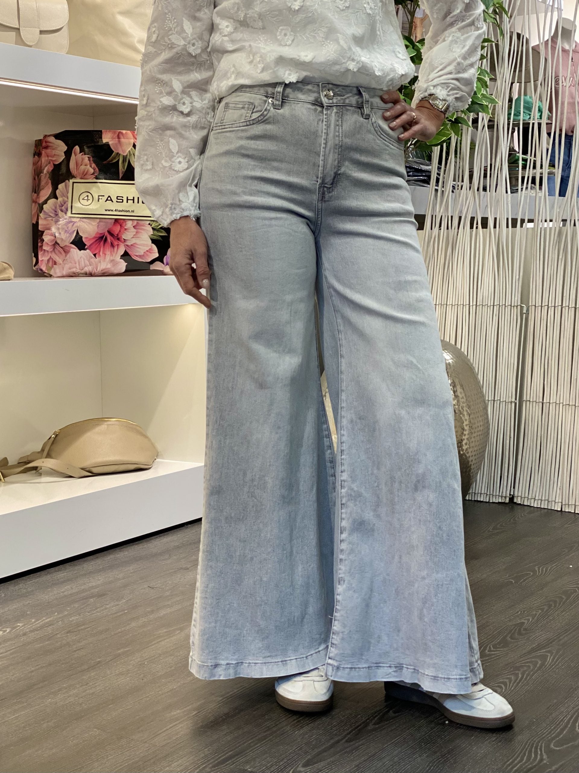 Jewelly Jeans Broek Super Flare grijs JP8285