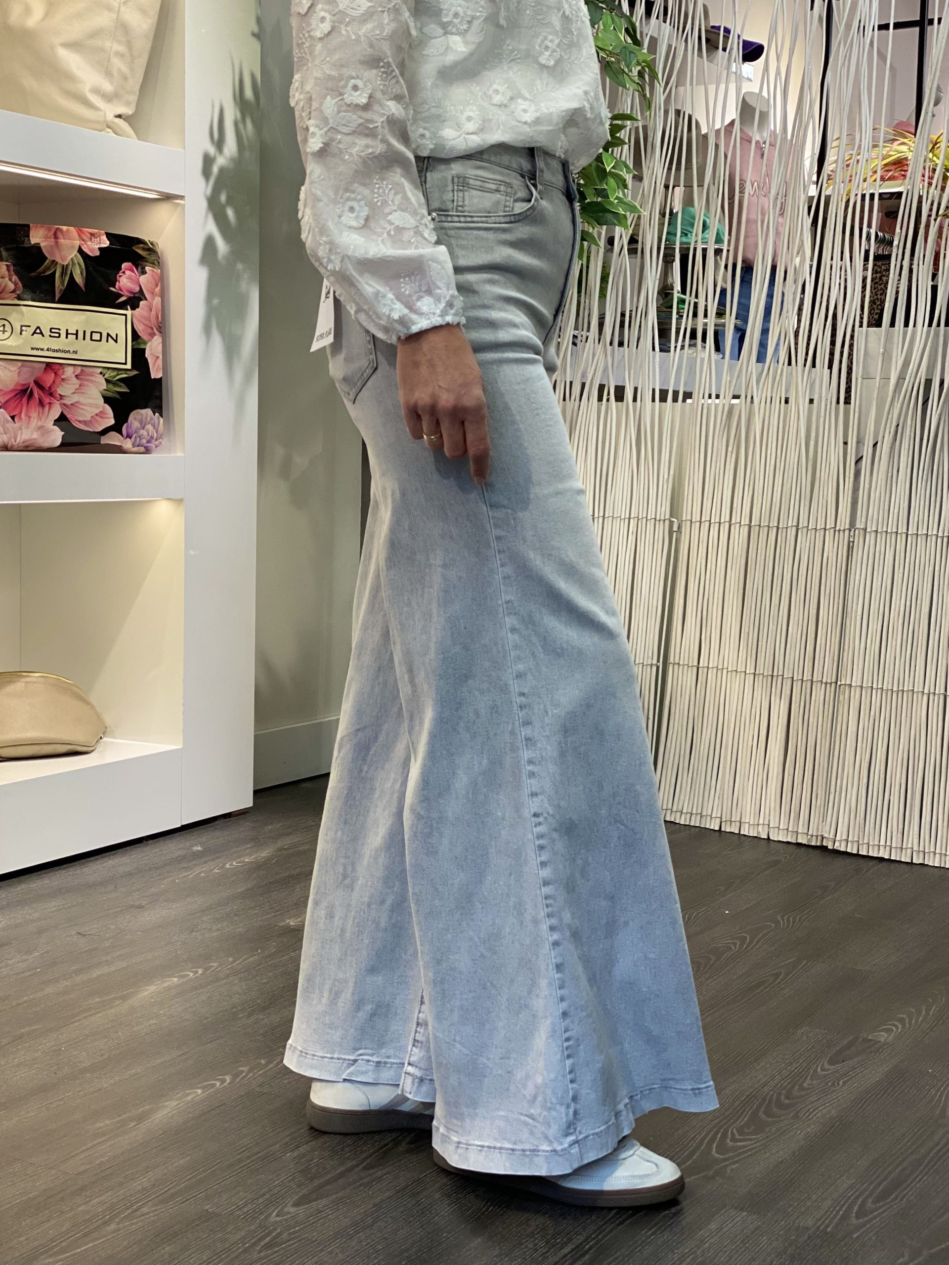 Jewelly Jeans Broek Super Flare grijs JP8285