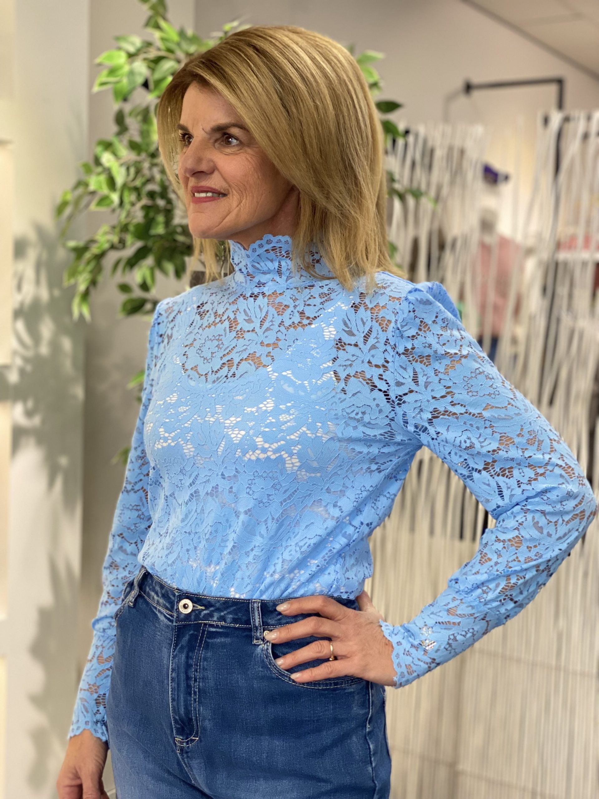 Azzurro Kanten Top 6629 lichtblauw