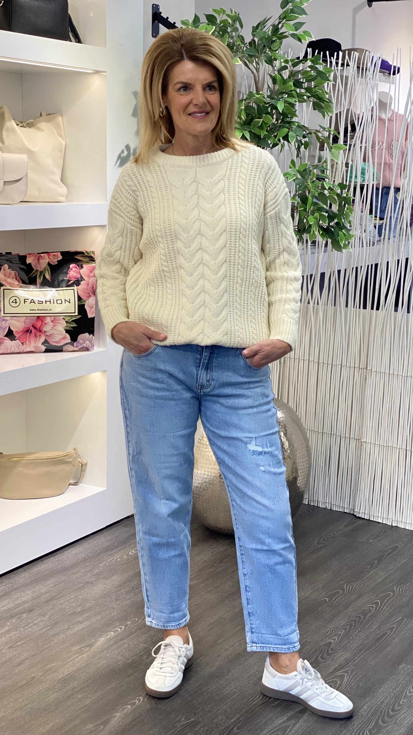 Azzurro Gebreide Trui 89368 creme