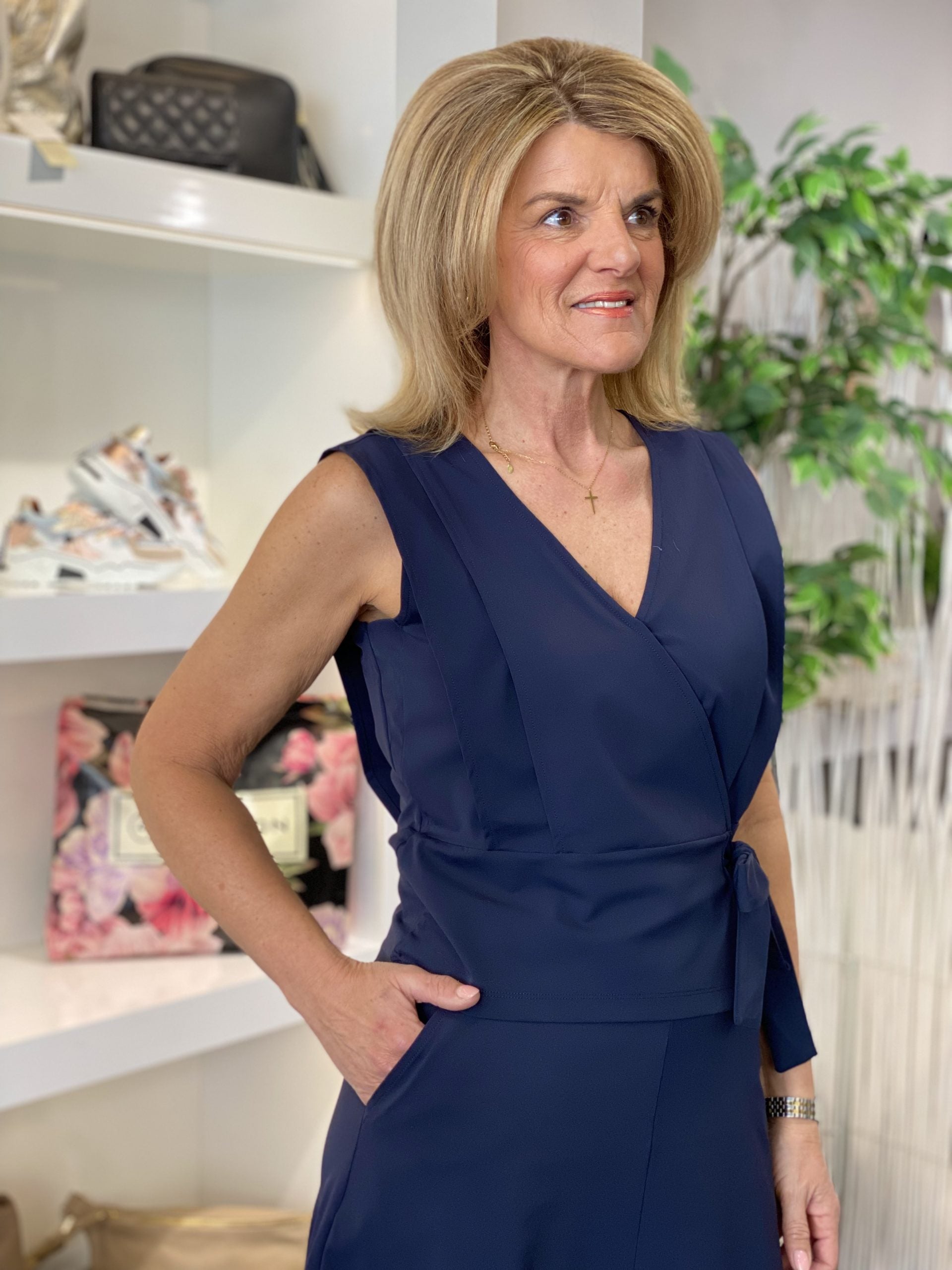 Mi Piace Travelstof Overslag Top 202508 donkerblauw