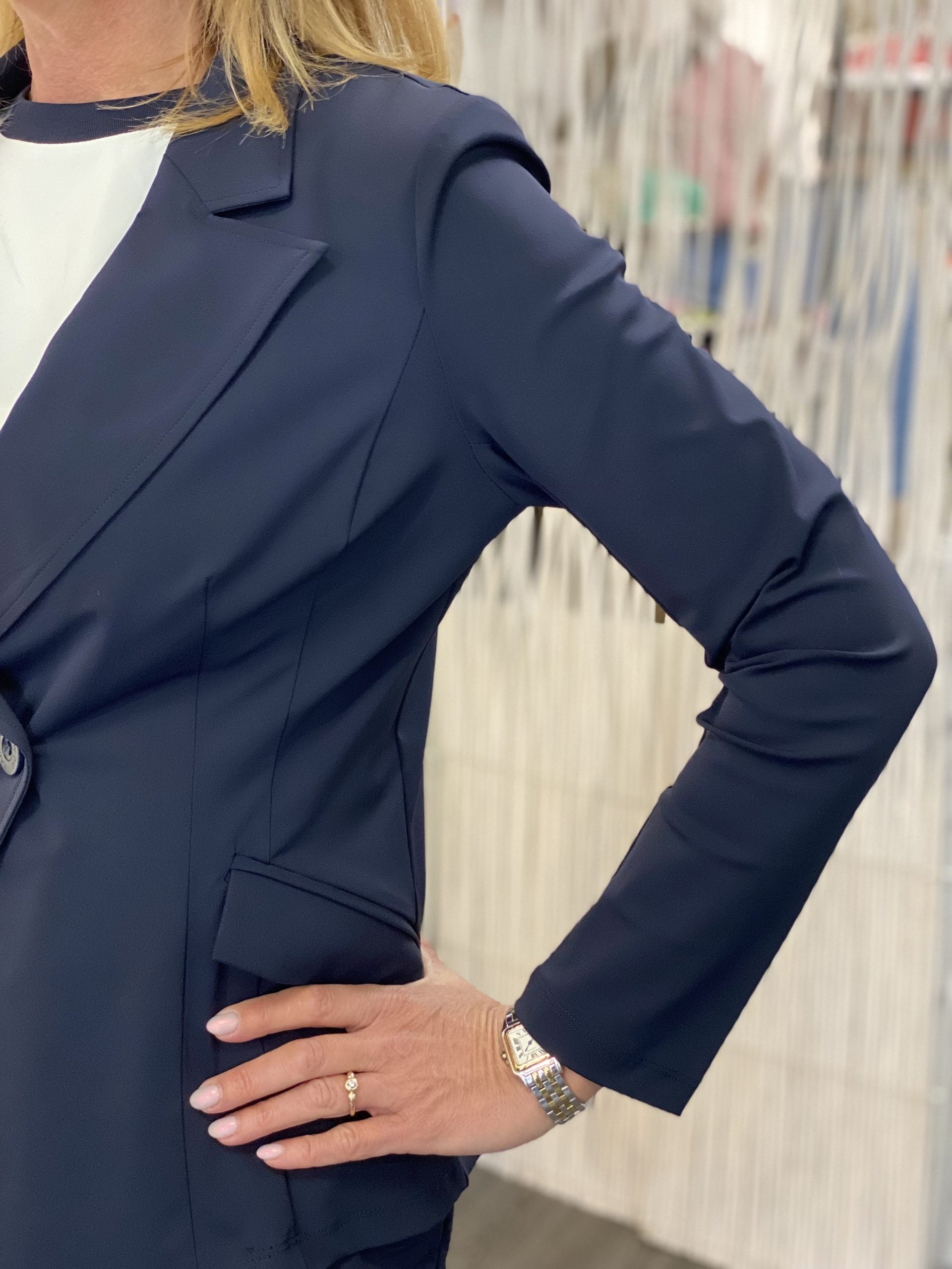 Lady Day Jennifer Halflange Blazer Travelstof donkerblauw