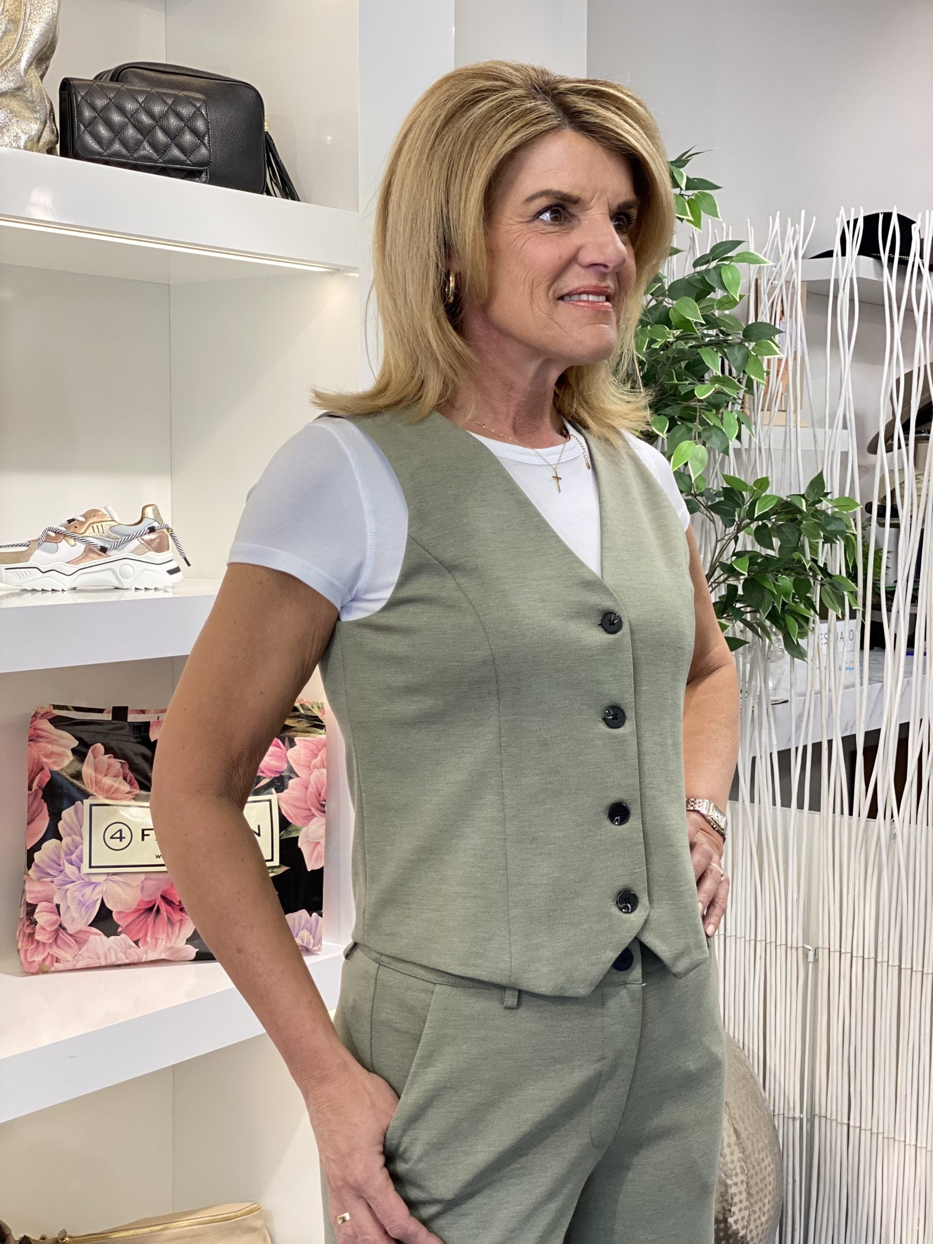 Freequent Nanni Gilet deep lichen green melange