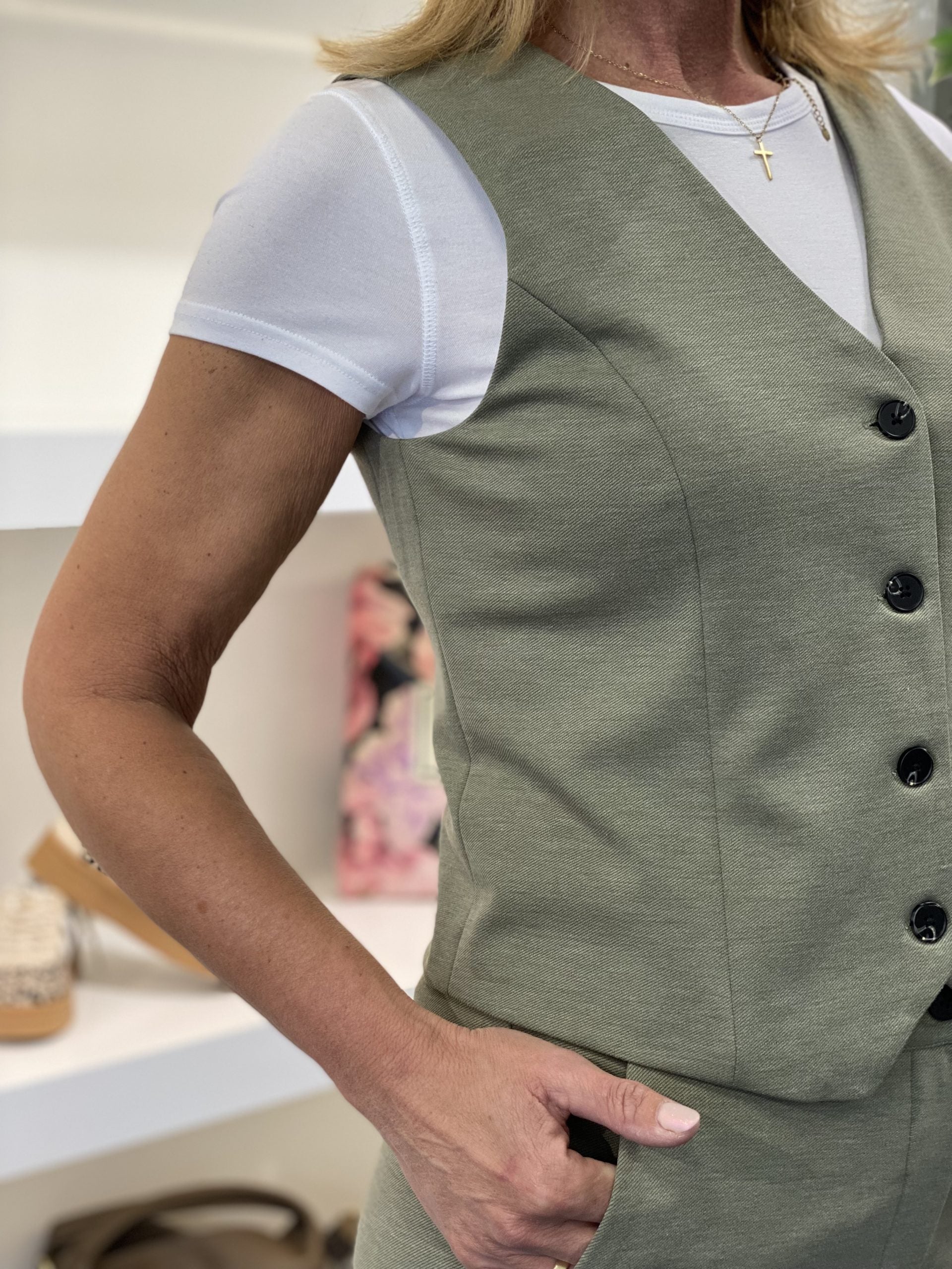 Freequent Nanni Gilet deep lichen green melange