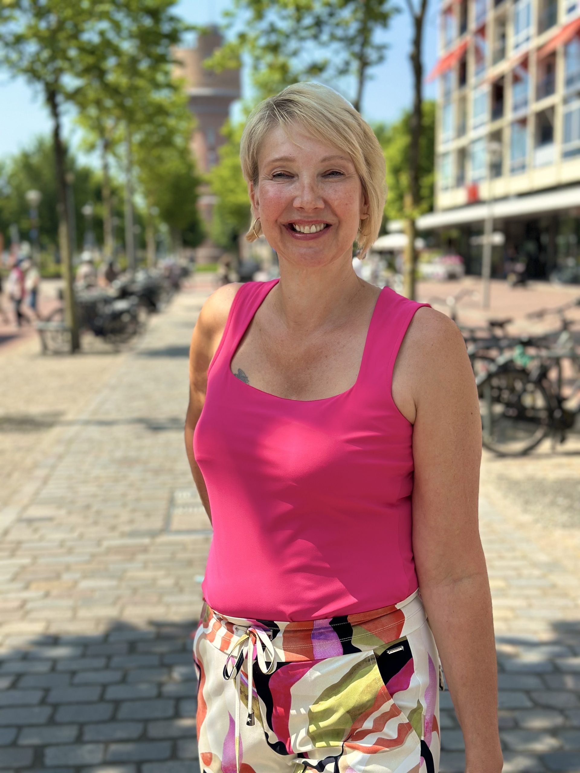 Mi Piace Travelstof Mouwloze Top Vierkante Hals fuchsia 202610