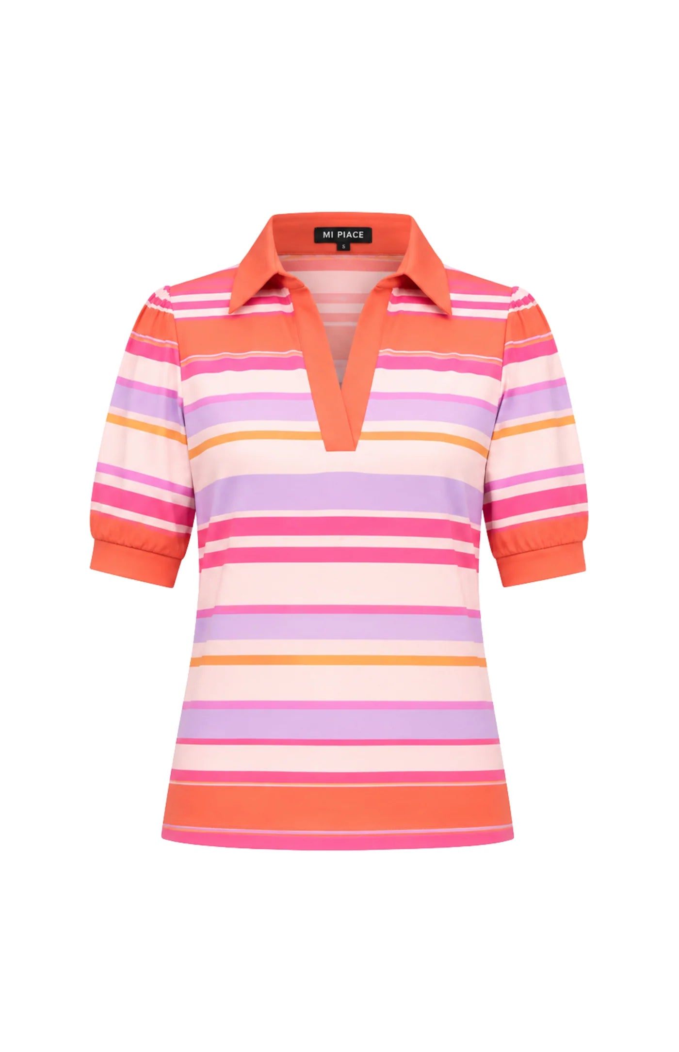 Mi Piace Travel Polo Top 202853 summer stripe print coral