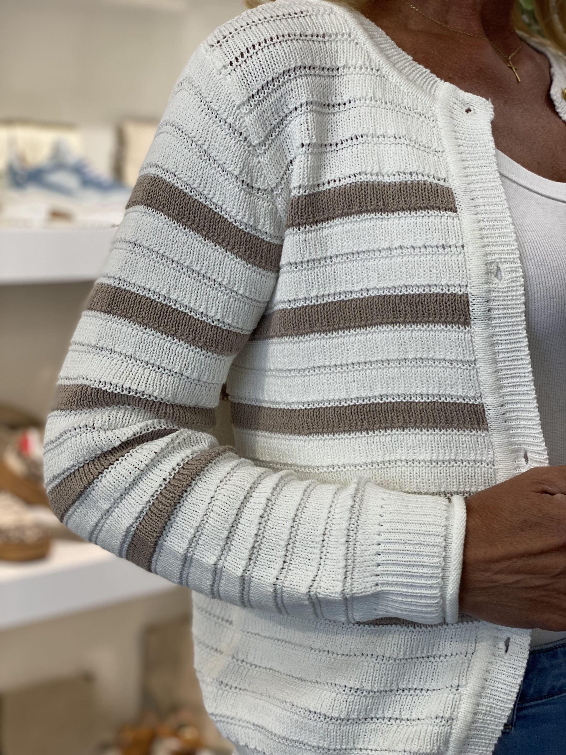 Freequent Sail Vest star offwhite w. taupe