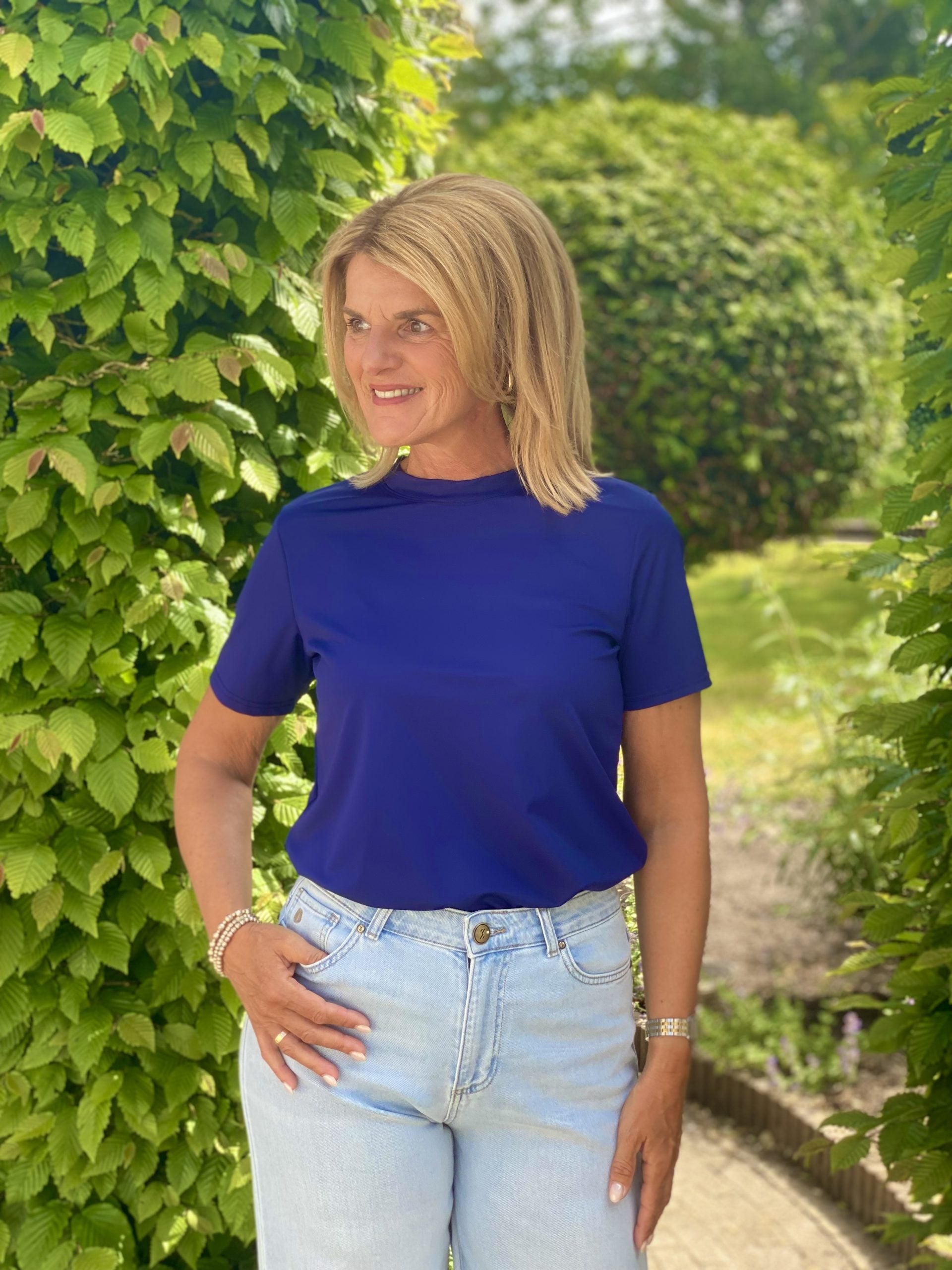 Azzurro Travelstof Top Jada 9214 donkerblauw