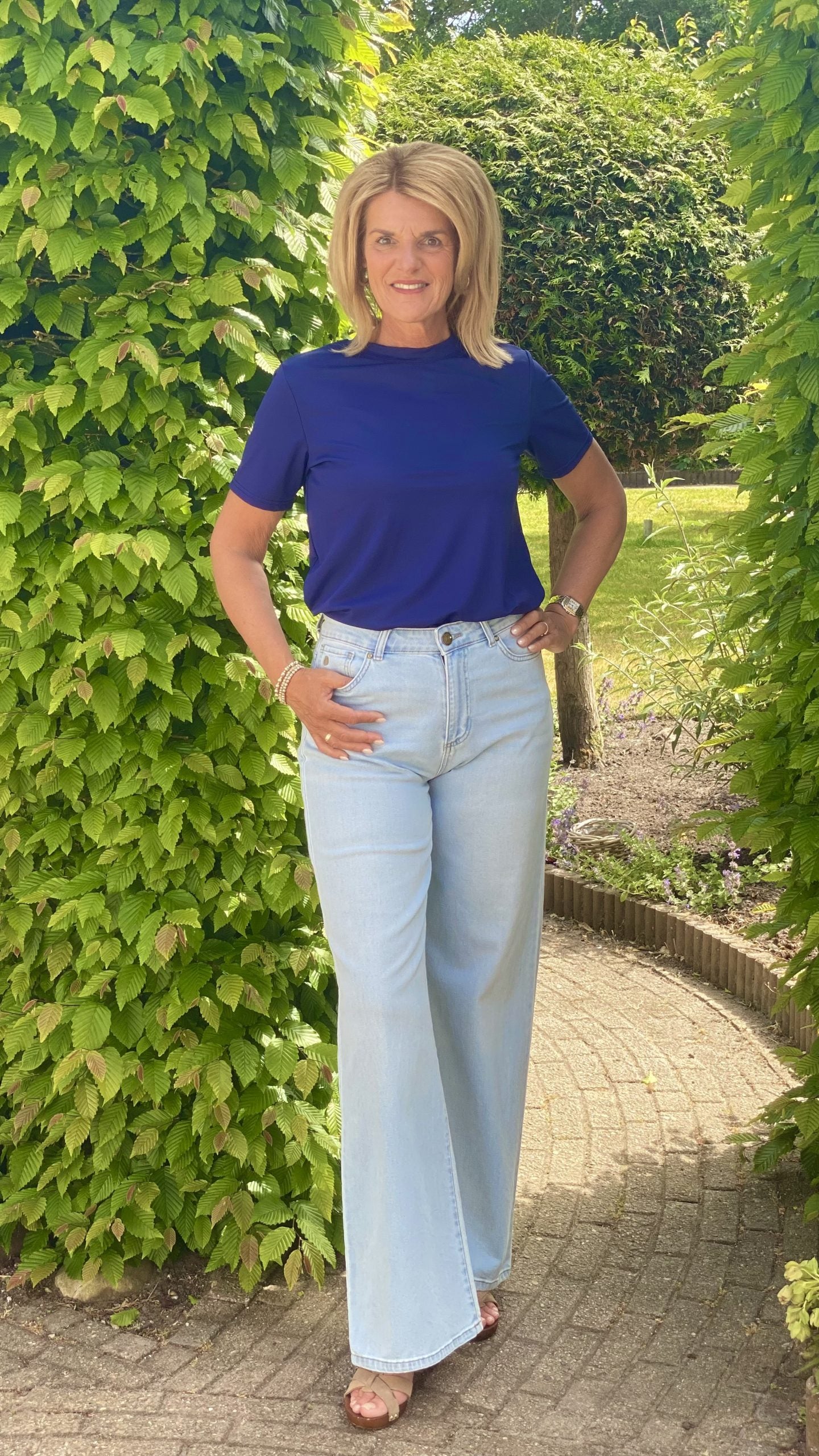 Azzurro Travelstof Top Jada 9214 donkerblauw