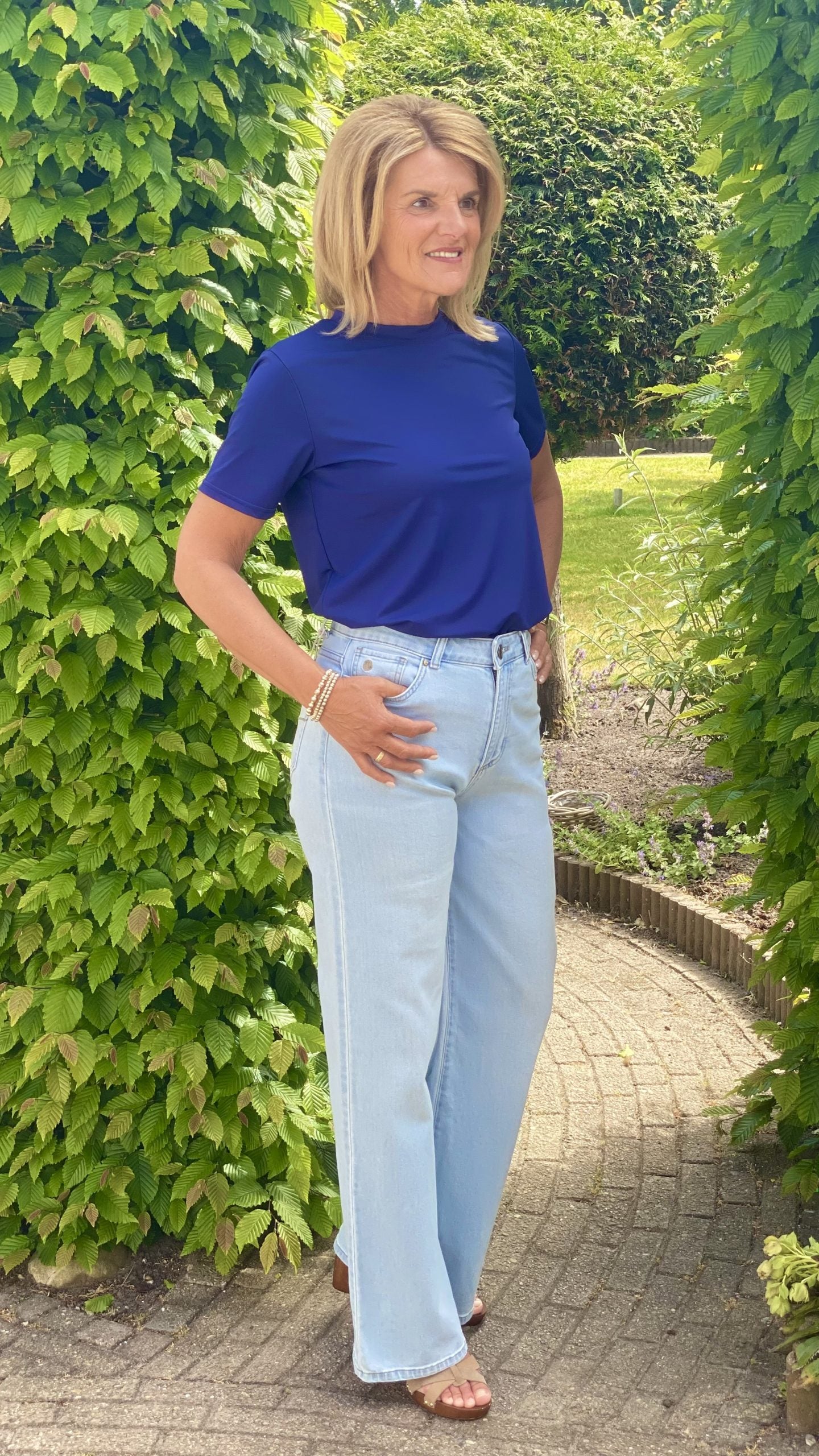 Azzurro Travelstof Top Jada 9214 donkerblauw