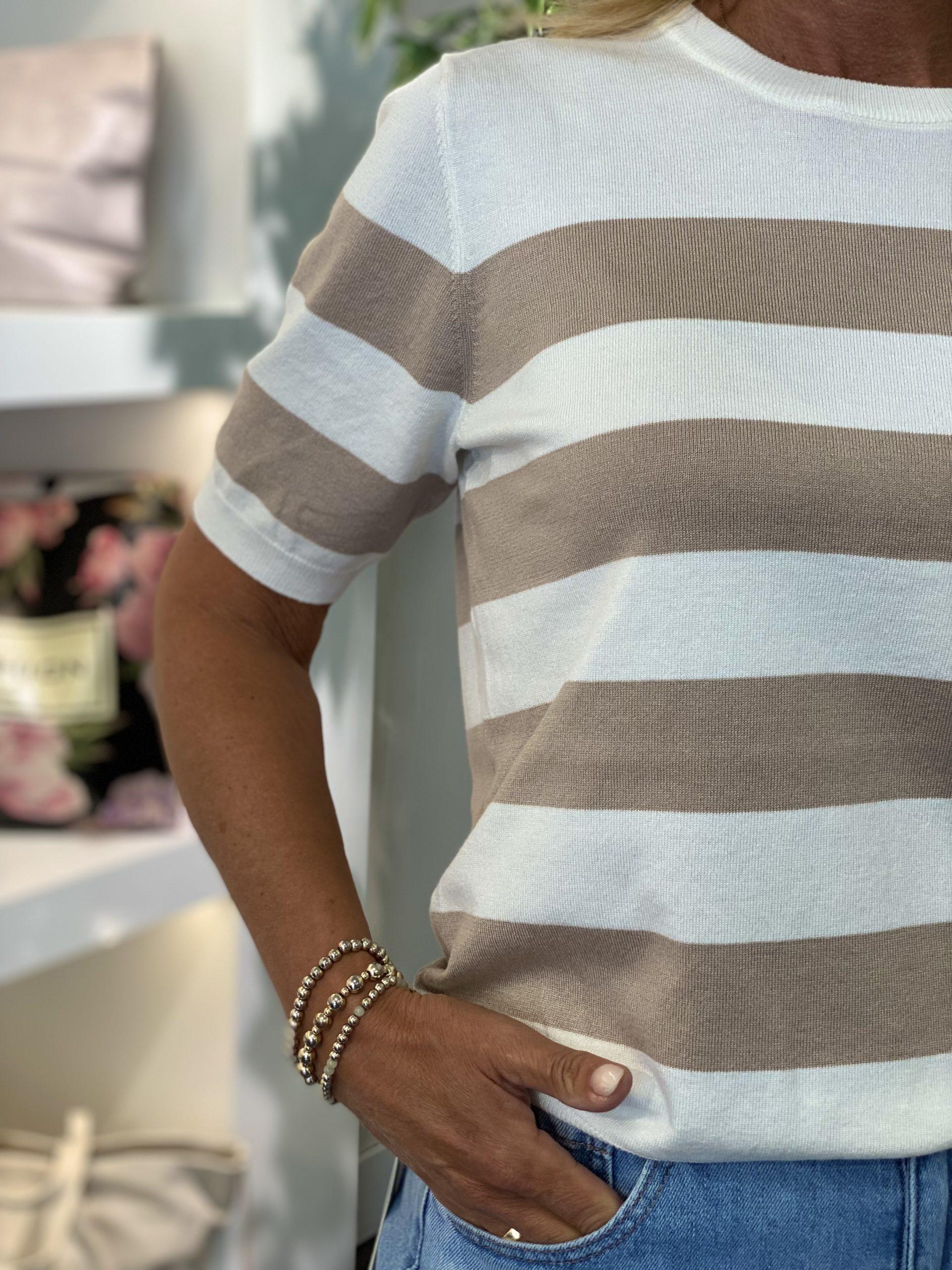 Freequent Pixie Pullover star off white w. taupe