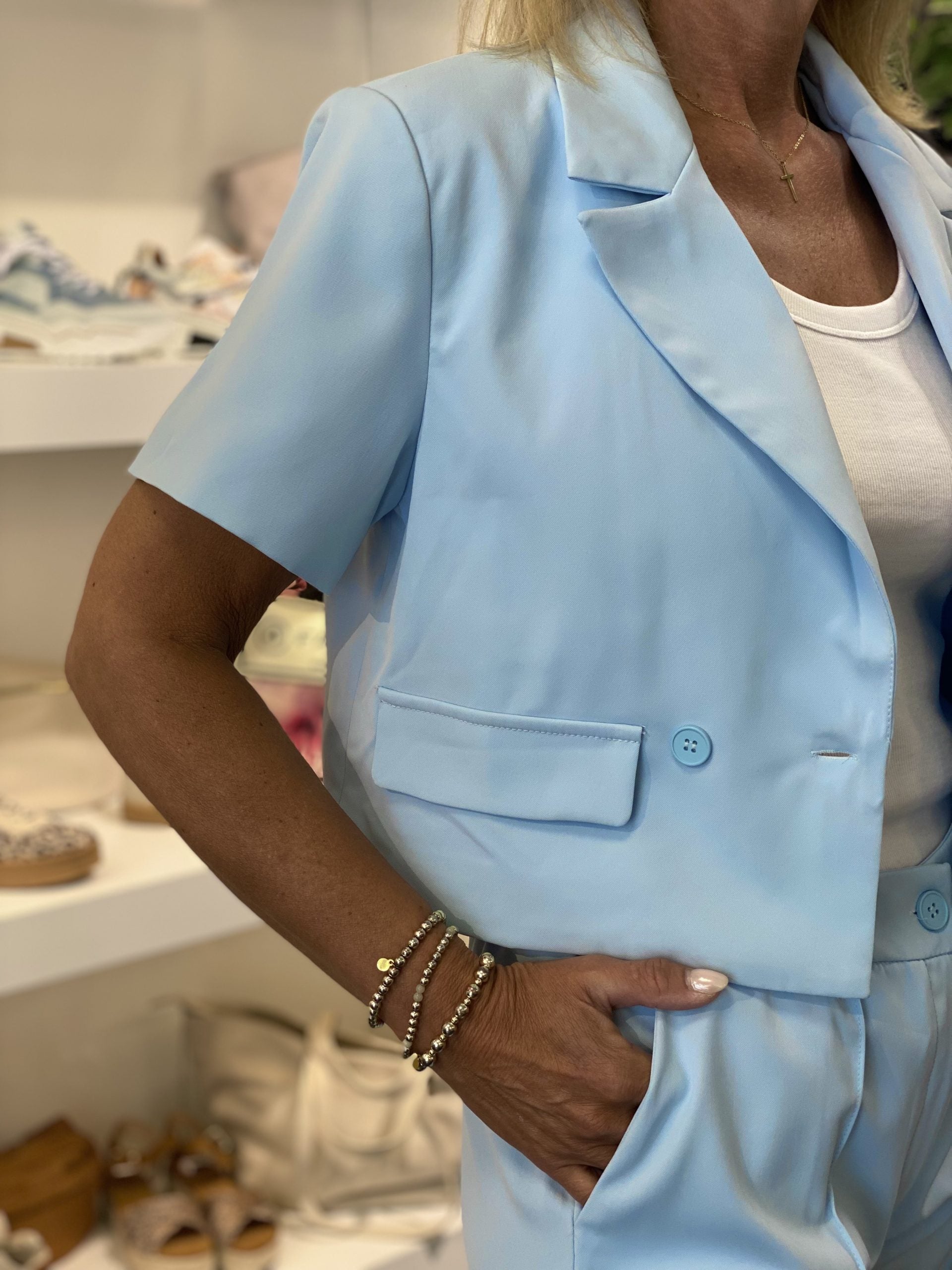 Azzurro Korte Blazer 9864 lichtblauw