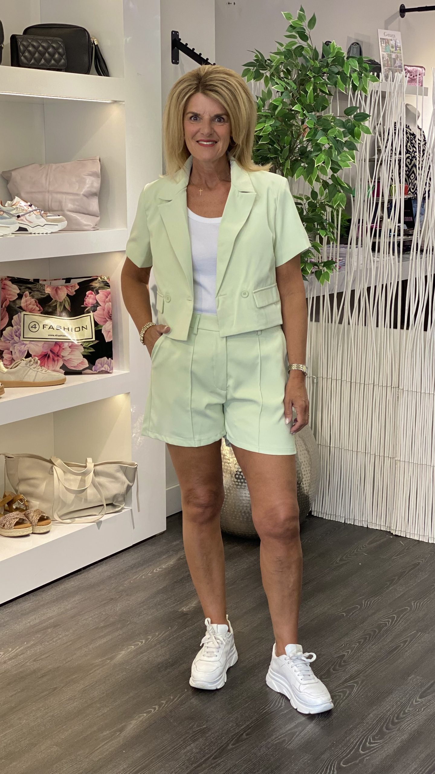 Azzurro Korte Blazer 9864 mintgroen