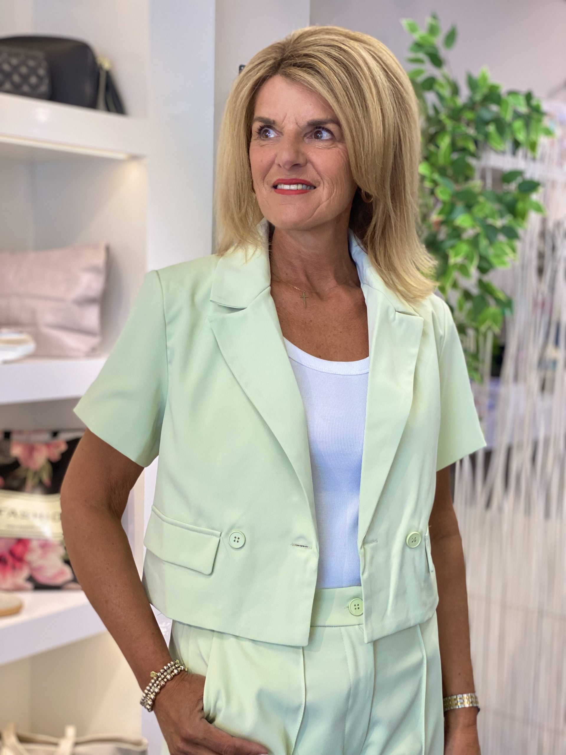 Azzurro Korte Blazer 9864 mintgroen