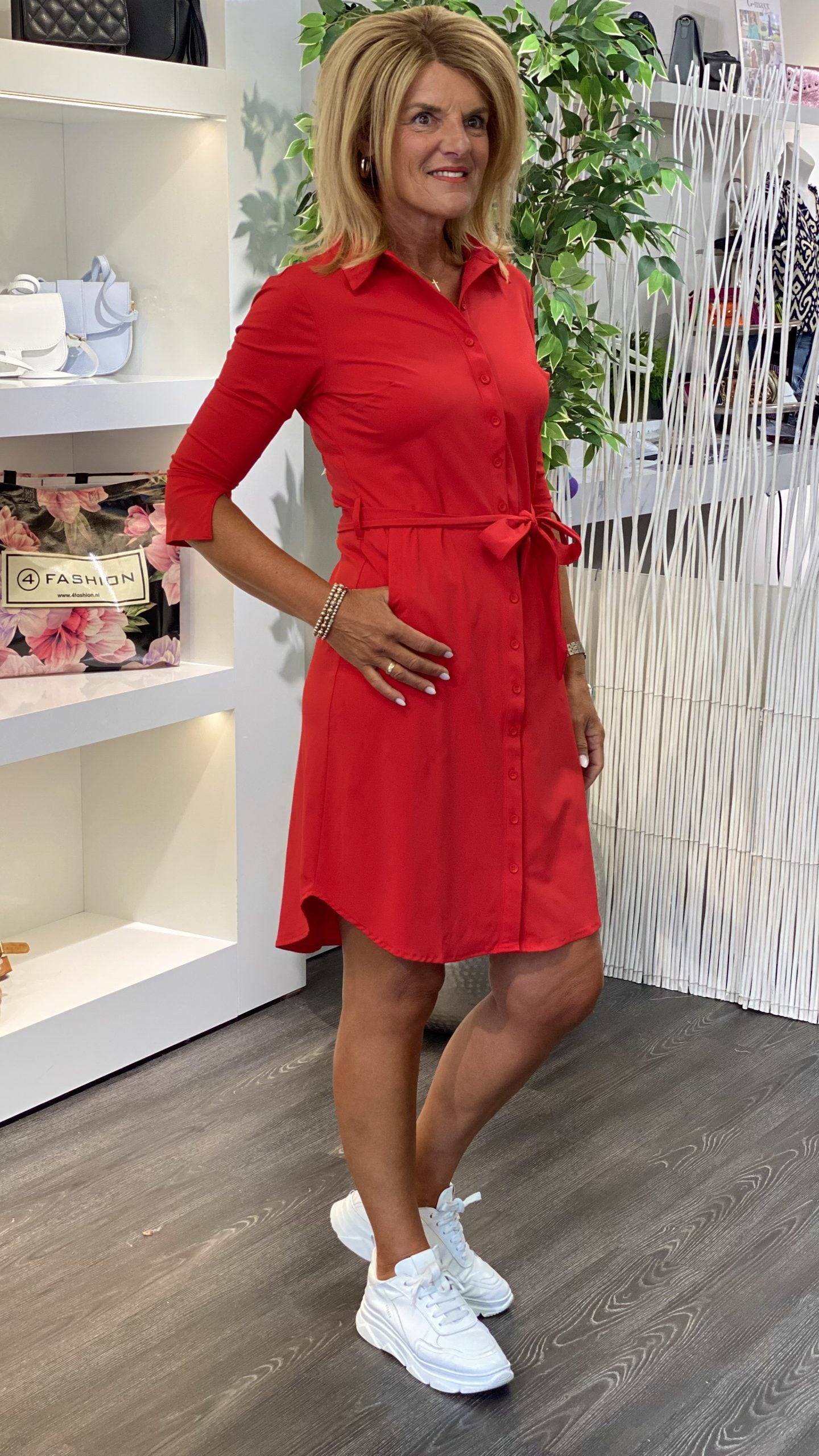 Mi Piace Travelstof Jurk rood Bestseller 202092