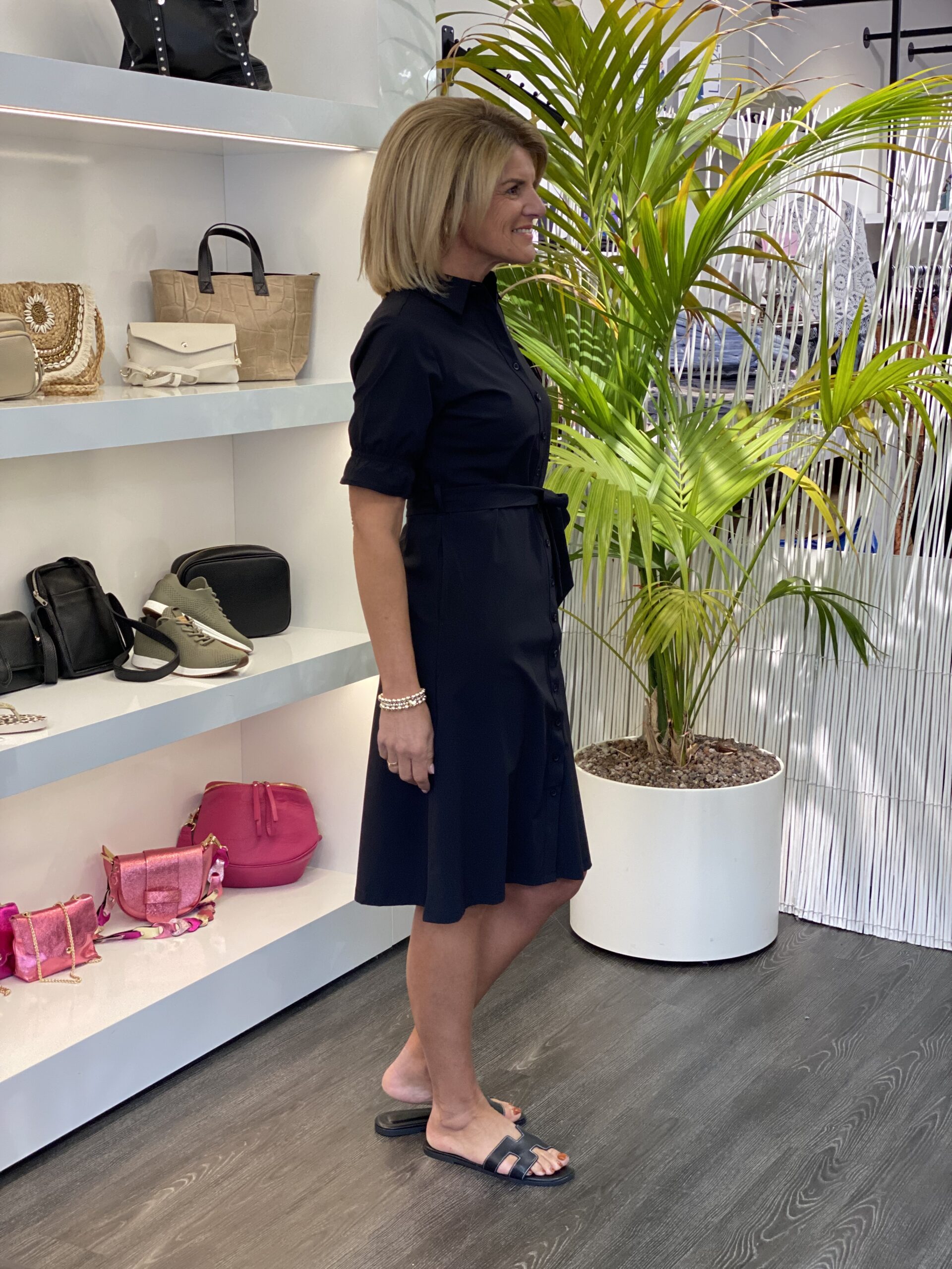 Mi Piace Travelstof Tuniek jurk met Tailleband zwart 202418